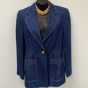 ESCADA Margaretha Ley Dark Denim 100% Cotton Blazer